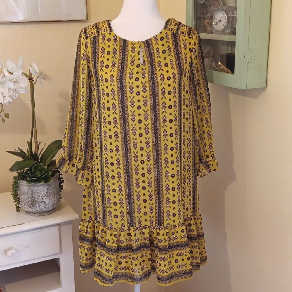 Love Kuza Yellow Bohemian  Dress
